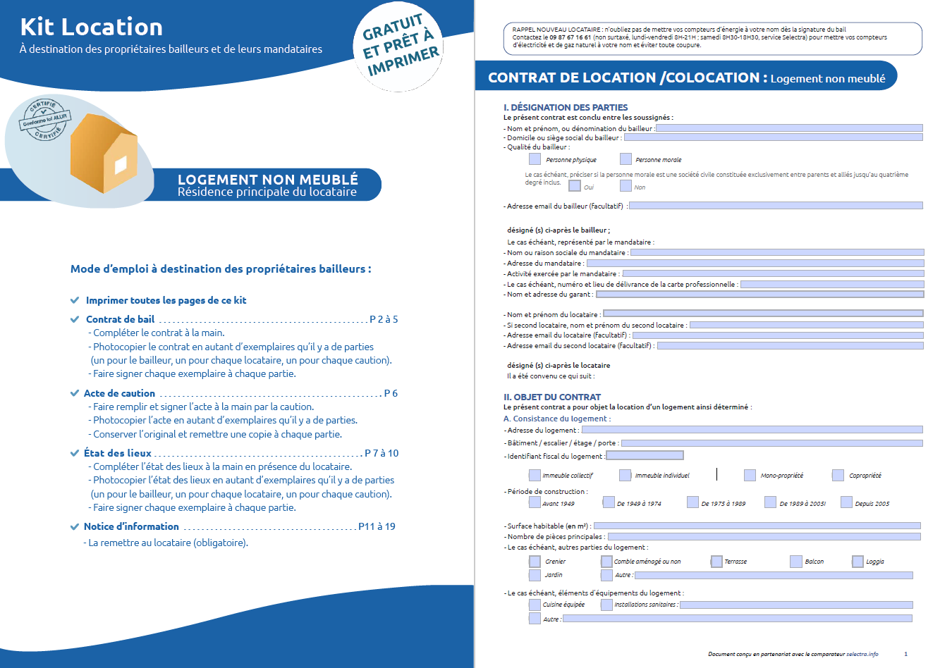 Le KIT de location gratuit pour logement vide